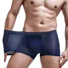 Caleçon Homme Culotte Glace Soie Boxer Shorts Sous-Vêtements De Sport Respirant U Poche Convexe Calsoncillos Para Bikini Hombre Mens PantiesUn