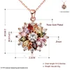 Kedjor damer mode glänsande färgglada kristall zirkonhänge halsband flerfärgade blomma rosguld smycken gåva.