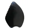Mas Stones Felsen Natürliche Schwarz Bian-Stein Guasha-Brettschaber für Gesichtshals-Hinterkörperdrucktherapie-Werkzeuge SIGCD