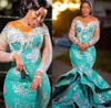 2022 Plus Size Arabic Aso Ebi Mermaid Luxurious Lace Prom Dresses Pärled Crystals Evening Formal Party Second Reception Birthday Engagement Gowns Dress ZJ782