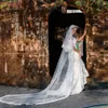 Bridal Veils V105 Koronna krawędź welon ślubna z różem dwa poziomy długie okładka