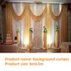 10x20ft Party Stage Backdrops Drapes Bröllopsdekoration Bakgrund Gardiner Silver Sequin Backdrop med swags