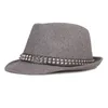 Men Short Brim Wool Blend Fedoras with Rivet Band Spring Mens Felted Jazz Trilby Gentleman Cap Outdoor Sun Protection Hat