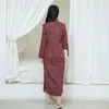 カジュアルドレスジョンチュアレディースコットンリネンスタンド長袖ボタンプリント花ゆるい服2022秋の中国スタイルのドレスカジュアル