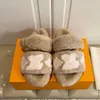 Box Womens Slippers Ladies Wool Slides with Winter Fur Fluffy Furry Warm Letters Sandals Comfortable Fuzzy Sheet Girl Flip Flop