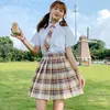 Completi di abbigliamento Plaid A Line Minigonna Giapponese a vita alta Stile preppy Pieghettato Studentessa Studentessa Uniforme Abbigliamento femminile