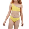 L12 Off Shoulder Bikini Girls Holiday Cute Solid Set Two Piece Swimsuit Bathing Suit 2021 Summer Kids Swimwear For OnePieces318y2591081
