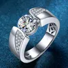 Luxe zilveren ring mannen aaa crystal zirkon stenen trouwring briljante nobele verloving engage feestringen