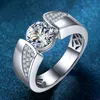 Luxury Silver Ring Men AAA Crystal Zircon Stone Wedding Ring Brilliant Noble Engagement Engage Party Rings