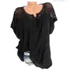 Summer Short Sleeve Womens Bluses and Tops Loose White Lace Patchwork Shirt 5xl 6xl Women Tops Shirts Casual Clothes 220629