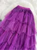 Tigena Tutu Tulle Long Skirts Womens Spring Korean Solida Line High Waist Mesh Tiered Maxi Skirt Memale Faldas Aesthetic 220527