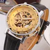 Armbanduhren Mode Top Marke Goldene Retro Leuchtzeiger Diamant Display Herren Mechanische Skelett Armbanduhren Luxus UhrArmbanduhren