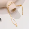 Collier avec lettre initiale en zircone en acier inoxydable pour femme, pendentif alphabet A -Z, collier en chaîne serpent, bijoux superposés en or 18 carats