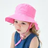 Summer Boy Girl UV Protective Cotton Solid Bucket Hats Tryck på Baby Sun Caps 220630