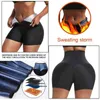 Svett bastu byxor kropp shaper bantning shorts midjetränare forma mage mage het termo smal lingar viktminskning fitness träning l220802