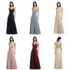Lace Chiffon Evening Dresses Women 2022 A-line Double V-Neck Beach Dress Sexy Spaghetti Strap Formal Evening Party Gowns cps3015
