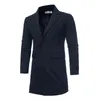 مزيج من الصوف للرجال معطف الشتاء التطريز الصلبة دافئة طويلة الأعمال ملابس غير رسمية Slim Lapel Blend T220810