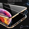 Caixa de adsorção magnética Ultra Slim Caso de metal dianteiro e traseiro de vidro temperado Caso de proteção de corpo inteiro para iPhone 12 11 Pro xs max xr 8 7