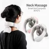 4 Heads Magnetic Pulse Vibration Neck Massager for Pain Relief Health Care Relaxing Deep Tissue Cervical Massage Remote Control 220507
