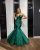 Arabic Aso Ebi Simple Sexy Mermaid Evening Dresses Strapless Floor Length Beaded Prom Dresses Satin Formal Party Second Reception Gowns Custom Made