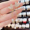 S3096 Fashion Jewelry S925 Silver Needle Diamond Heart Faux Pearl Dangle örhängen för kvinnor Långa Tassel Studörhängen