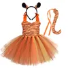 Robes de fille Animal World Vows Tiger Children Tutu Dress Cosplay Girls Dance Party Vêtements 1 à 12 ans Toddler fille pour Halloweengirl