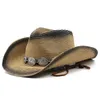 Chapéu de palha de verão simples para homens homens chapéus de cowboy ocidentais lady lady tendy tecido de sol chapéu de praia abrangente