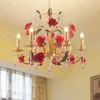 Rural Flower Grass Chandeliers Iron Living Room Restaurant Light Bedroom Rose Lamp American Country Chandelier Modern Home Decor