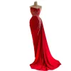 Rouge magnifique élégante sirène robes de bal sans manches taille haute femmes longue soirée formelle robes de reconstitution historique sur mesure, plus la taille