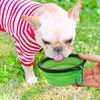 접을 수있는 개 애완 동물 접이식 실리콘 그릇 피더 야외 여행 휴대용 강아지 음식 컨테이너 피더 ​​접시 그릇