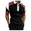 2022 Design Stripe Splicing Colore Golf Polo T-shirt per uomo Slim Fit Cerniera Risvolto Manica corta Casual Stampa Polo T-shirt 7Y-1