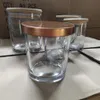 Jarra de xícara de vidro vazia com tampa de bambu para creme de cera de vela fosco transparente preto fosco 150g vasos de adesivos de etiqueta personalizados