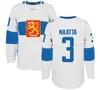 VipCeoA3740 Maillot de l'équipe de la Coupe du monde de hockey de Finlande 2016 2 Jyrki Jokipakka 3 Olli Maatta 7 Esa Lindell 9 Mikko Koivu Maillots de hockey personnalisés