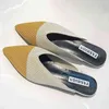 Pointed Toe Knitted Slippers Women Mesh Breathable Summer Slides Fashion Sandals Casual Mules Flat Shoes Spring Plus Size 220615