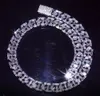 13mm Diamond Baguette Link Chain Halsband 14K Vitt guld Fashion Icy Cubic Zirconia Jewelry 16inch-24 Inton Hiphop Jewelry