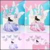 Other Event Party Supplies Festive Home Garden Baking Cake Decorate Purple Beauty Butterfly Shaped Gilding Plug In Unit Evening Wedding De