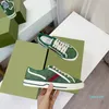 Lüks Tasarımcı Bayanlar Erkek Ayakkabı Yeşil ve Kırmızı Web Şerit Kauçuk taban Streç Pamuklu Düşük Top Tuval Spor ayakkabıları