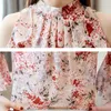 Blusas femininas camisas vestindo femme 2022 ladies tops blush floral chiffon para mulheres mujer babado manga borboleta blugus rosa plus siz