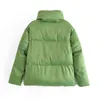 Femmes veste d'hiver Parkas manteau vert vêtements d'extérieur chaud épais vêtements d'extérieur solide mode manteau dames poche veste femme Chic veste TRF L220730