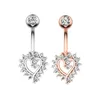 Titanium Steel Zircon Heart Navel Rings 14G Belly Button Ring Body Piercing Jewelry for Women