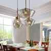 Lâmpada de pendente de vidro moderno Clear Champagne Suspension Light Hotel Cafe Bar Dinning Quarto Creative Metal Hanging Iluminação