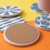 10.3cm Diatom Mud Absorbent Coaster with Holder Cork Backing Coffee Shop Simple Cup Mat Placemat Desktop Decor MJ0612