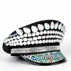 Berets Women Military Hat Handemade Captain Sergeant Lady Rhinestone Rave Festival Bachelorette Part HatBerets Wend22