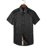 Luxurys Designers SITEWEIE Camicia da uomo d'affari nera con stampa oro Camicie eleganti da uomo Colletto alla coreana Camicie con bottoni Chemise Homme Camis228b