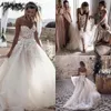 Sexy Sweetheart Tulle A Line Wedding Dresses Romantic Lace Appliques Beaded Bohemian Country Bridal Gowns Open Back Sweep Train Second Reception Dress AL2119