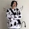 Kawaii ropa de mujer coreana primavera otoño jerseys de gran tamaño estampado de vaca lechera mujer sudadera moda vestidos femeninos nuevo T200311
