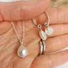 Dangle żyrandol biały barokowa słodkowodna perłowe kolczyki wisiorek A SET 10-11 mm wielkanocny akwakultura Lucky Beautiful Biżuter