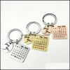 Key Rings Jewelry Personalized Calendar Keychain Hand Carved Highlighted With Heart Date Keyring Stainless Steel Valentines Day Gift 3013 Q2