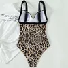 Swimwwear pour femmes Push up Maignade un morceau de léopard imprimé 2022 Deep V Bodys Bodys Suite de body pour femmes