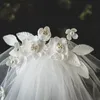 Vintage Düğün Veils Kısa Gelin Veils En Kaliteli El Yapımı Çiçekler Ile İnciler